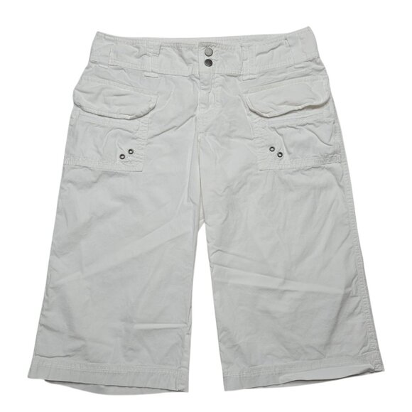 Old Navy Shorts Womens 6 White Y2K Bermuda Low Rise Stretch 14 in Inseam - Picture 1 of 11